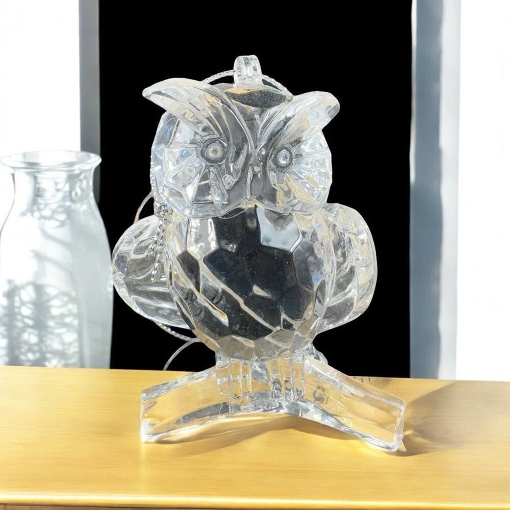 St Nicholas Square Clear Acrylic Plastic Owl Bird Ornament Figurine New W Tags